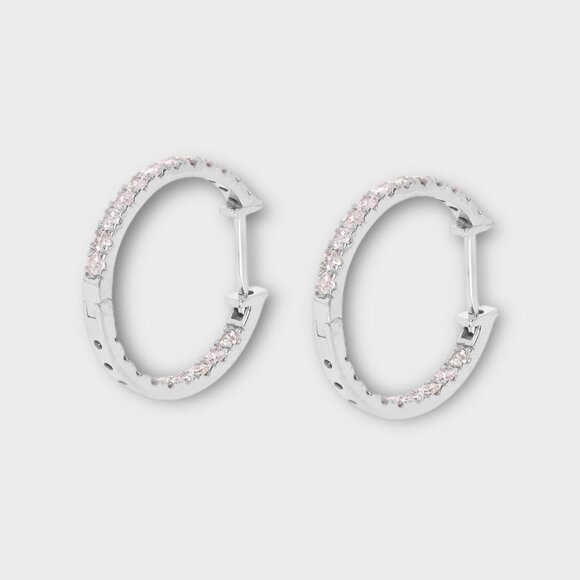 Diamond Round Earrings - Picture 4 of 7